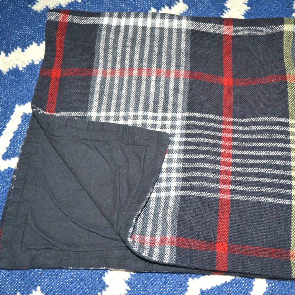 1 Pottery Barn Carson Plaid EURO Sham Gray Red White Yellow 100% Cotton